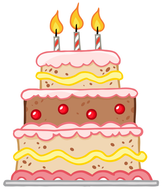 Tarta de cumpleaños con tres velas - Foto, imagen