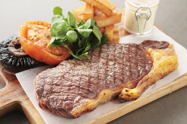 sirloin steak plated meal - Photo, Image