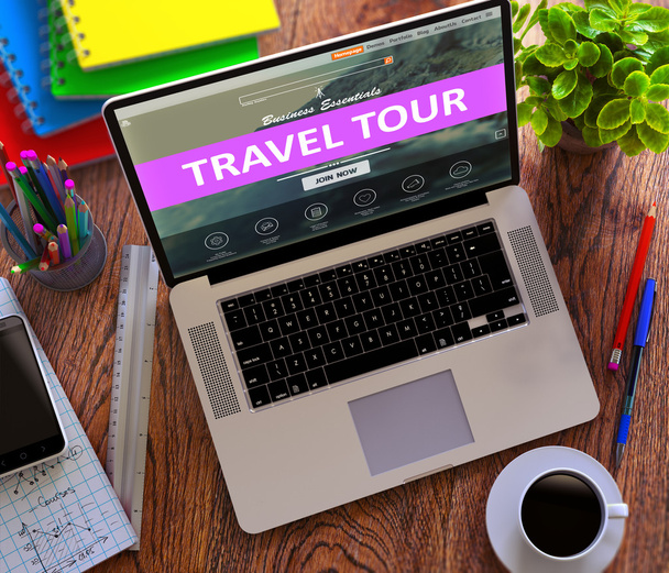 Travel Tour. Online Working Concept. - 写真・画像