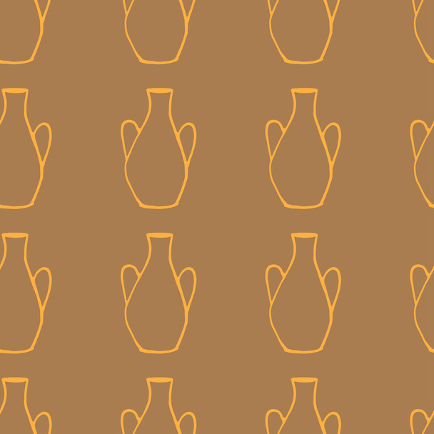 Doodle ancient jug seamless pattern, ceramic greek vase - Vector, Imagen
