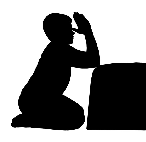 Child Pray next to Bed - Vector, afbeelding