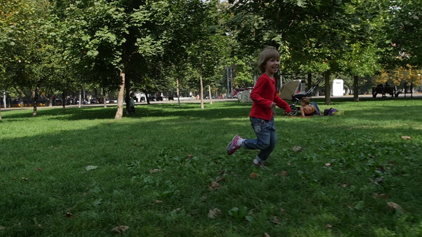 夏の日に自然の中の外の少女スローモーション - 映像、動画
