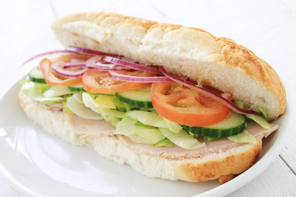 Ham salade sub sandwich baton - Foto, afbeelding