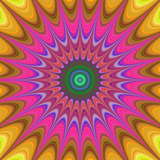 Abstracte kleurrijke concentrische gebogen sterren fractal - Vector, afbeelding