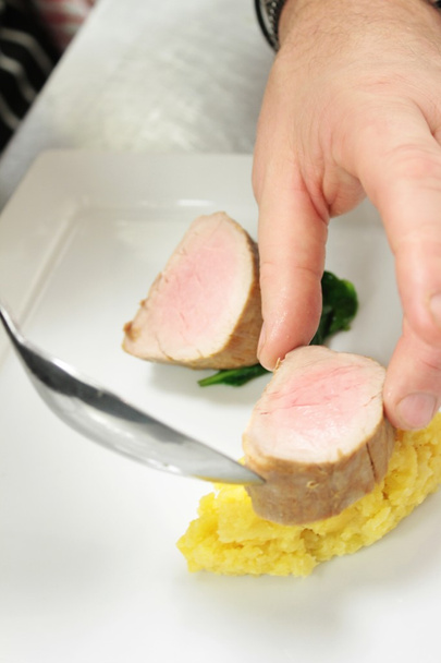 plated pork main meal - Foto, immagini