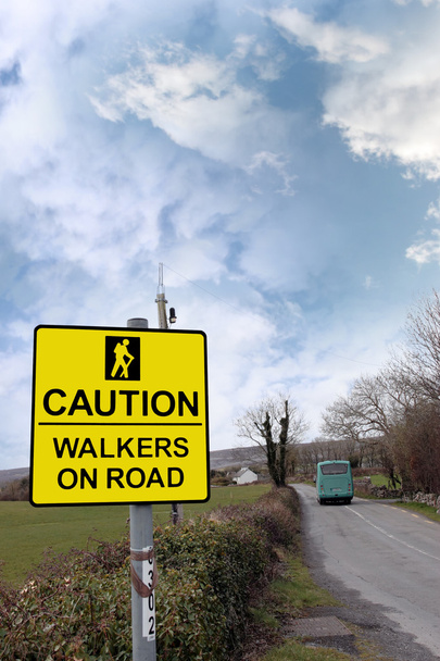 Caution walkers on road sign - Photo, Image