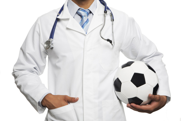 Doctor with soccer ball - Foto, imagen