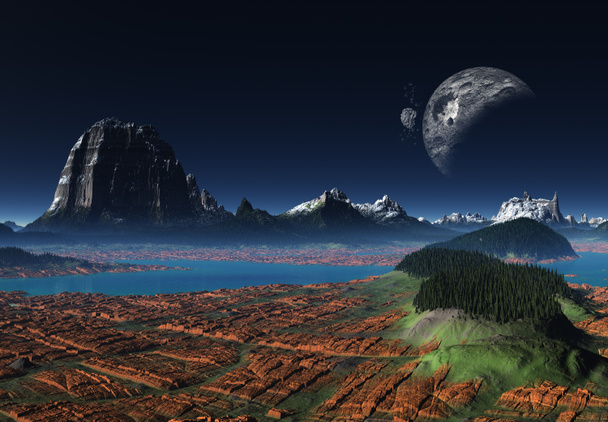 Idegen bolygón - 3d renderelt táj - Fotó, kép