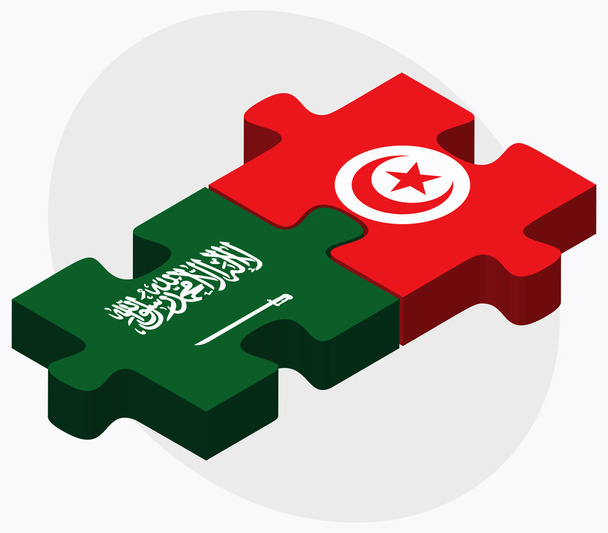 Szaúd-Arábia és Tunézia zászlók - Vektor, kép