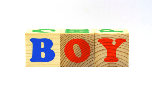 Wooden cubes with inscription Boy - Φωτογραφία, εικόνα