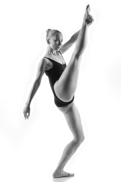 Modern ballet dancer posing on white background - Photo, Image