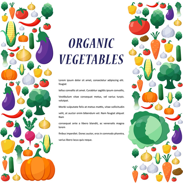 Vector Vegetables Background in Flat Style - Vector, afbeelding