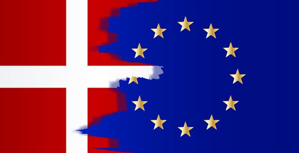 Dinamarca e UE Bandeiras Mistura
 - Vetor, Imagem