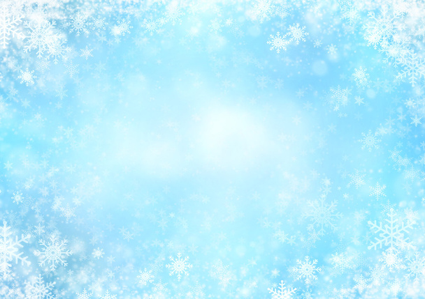 kék karácsonyi háttér hópelyhek - Fotó, kép