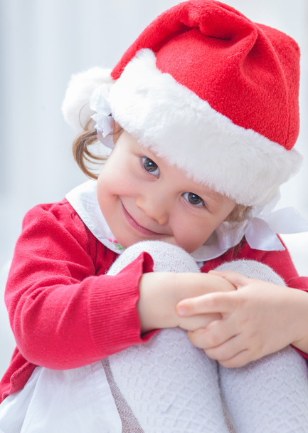 little girl in Santa hat - Zdjęcie, obraz