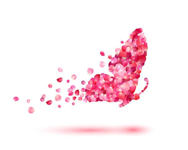 Mariposa de pétalos de rosa
 - Vector, imagen