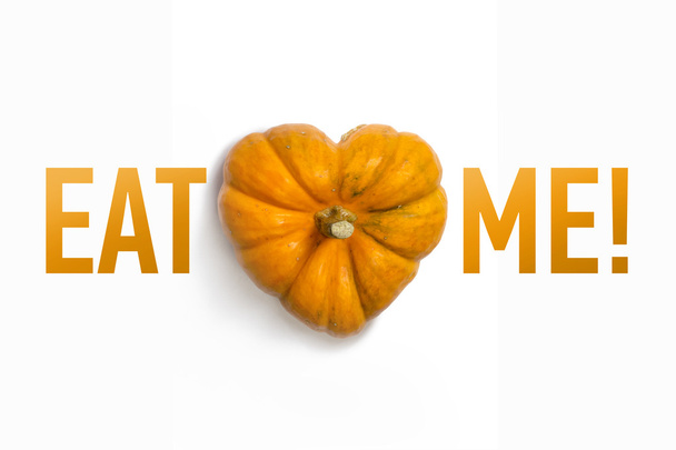 Orange heart shaped pumpkin - Фото, зображення