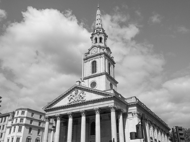Чорно-білий St Martin церкви в Лондоні - Фото, зображення