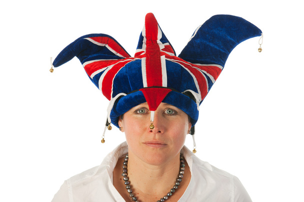 Woman with Brittain funny hat - Foto, afbeelding