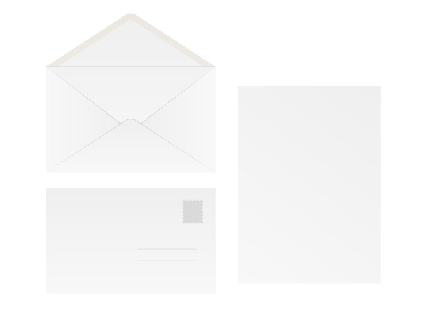 bílé prázdné obálky a papíry - Vektor, obrázek