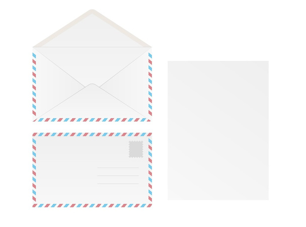 белый чистый конверт и бумага
 - Вектор,изображение