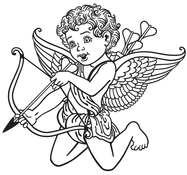 Cupido blanco y negro
 - Vector, imagen