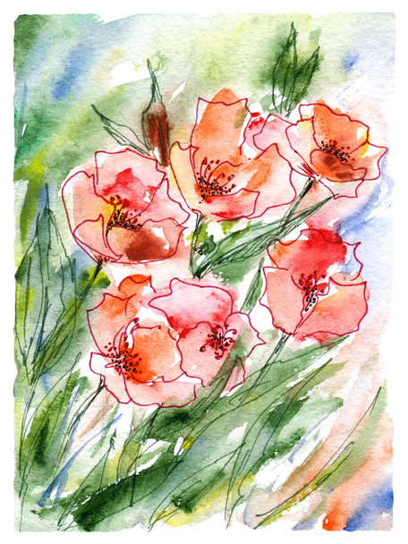 Watercolor floral background - Фото, зображення