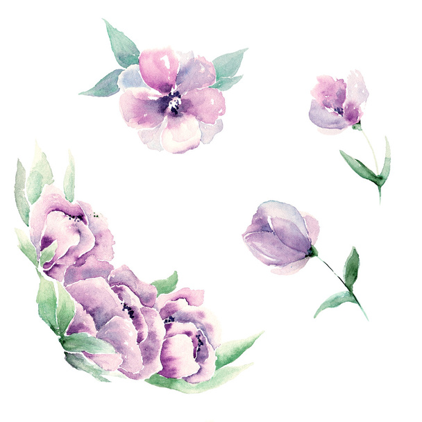 Watercolor flowers for wedding invitation - Фото, изображение