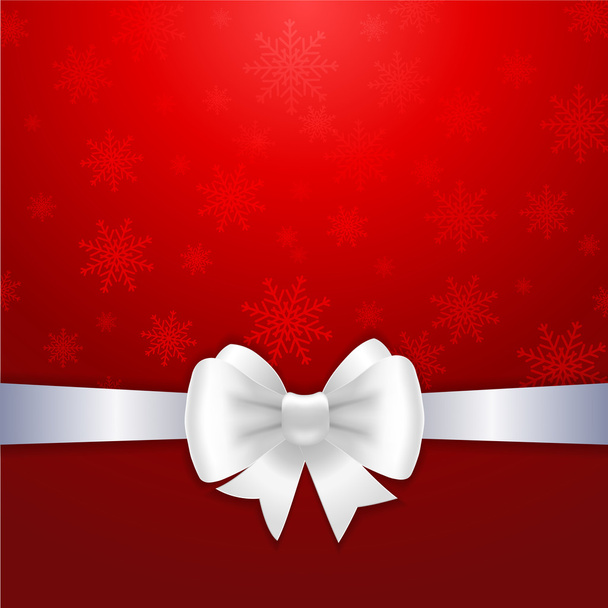 White ribbon and bow on red background. - Vector, Image
