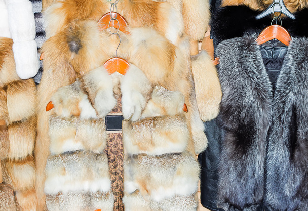 Coats made of natural fur for sale. - Photo, Image