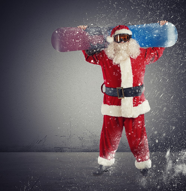 Santa Claus con snowboard
 - Foto, Imagen