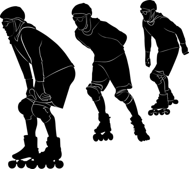 Silhouette nere di pattinaggio a rotelle
 - Vettoriali, immagini