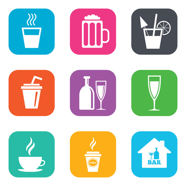 Cocktail, beer icons. - Vector, Image