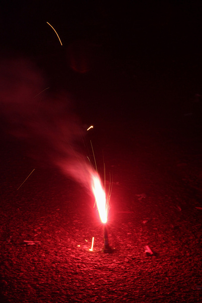 Firework Emitting Red Light - Photo, Image