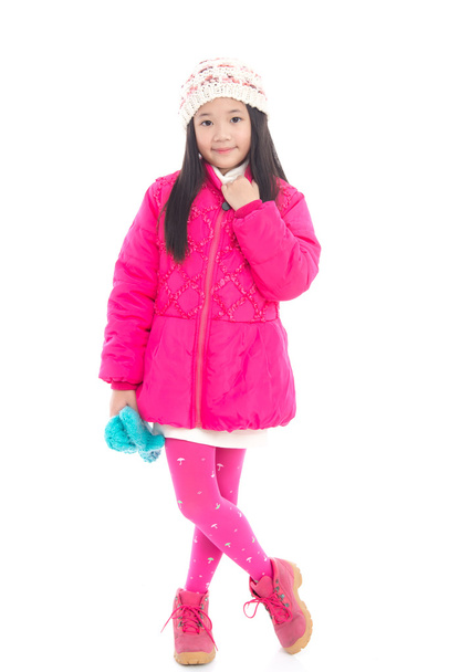 Beautiul asian girl in colorful winter clothes - Fotó, kép
