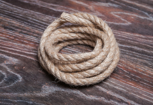 Rope on wooden boards - 写真・画像