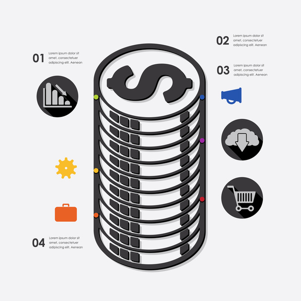 Infográfico de negócios com ícones
 - Vetor, Imagem