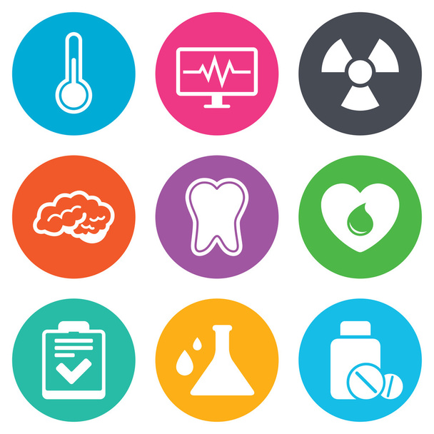 Medicine, medical health and diagnosis icons. - ベクター画像