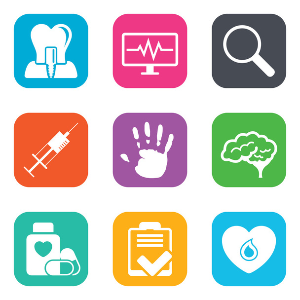 Medicine, medical health and diagnosis icons. - Vector, Imagen