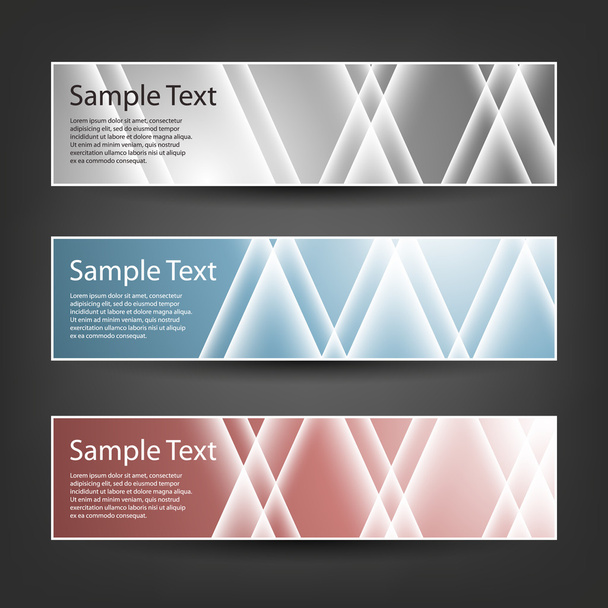 Комплект горизонтальных баннеров или заголовков с разноцветным полосатым фоном
 - Вектор,изображение