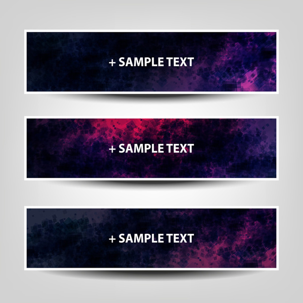 Set of Horizontal Banner Background Designs or Holiday Ad Templates - Colors: Blue, Purple, Pink - Vektör, Görsel