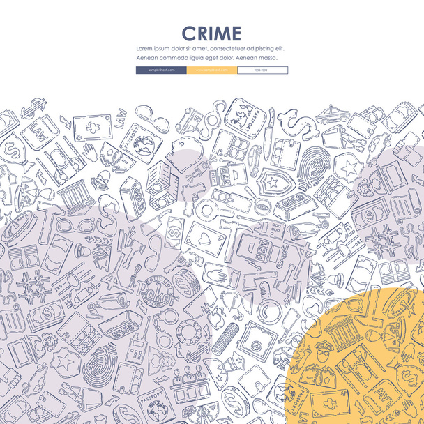 crime Doodle Website Template Design - Vector, Image