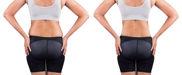 dikke vrouwen vanaf achterkant, voor en na het verlies van het gewicht - Foto, afbeelding