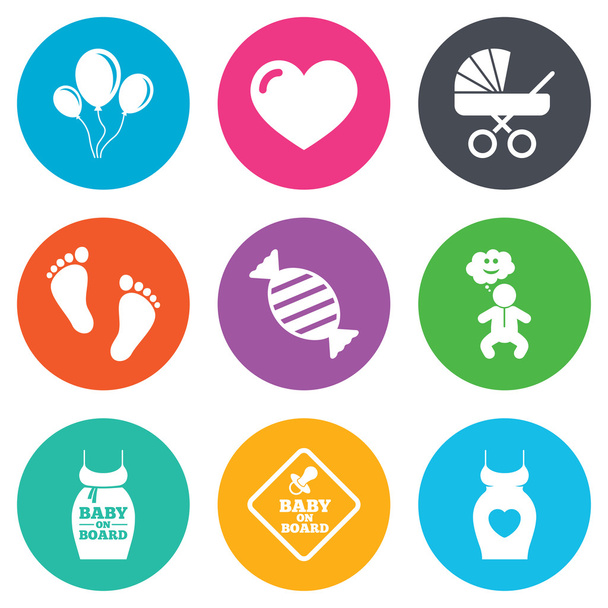 Pregnancy, maternity and baby care icons. - Вектор,изображение