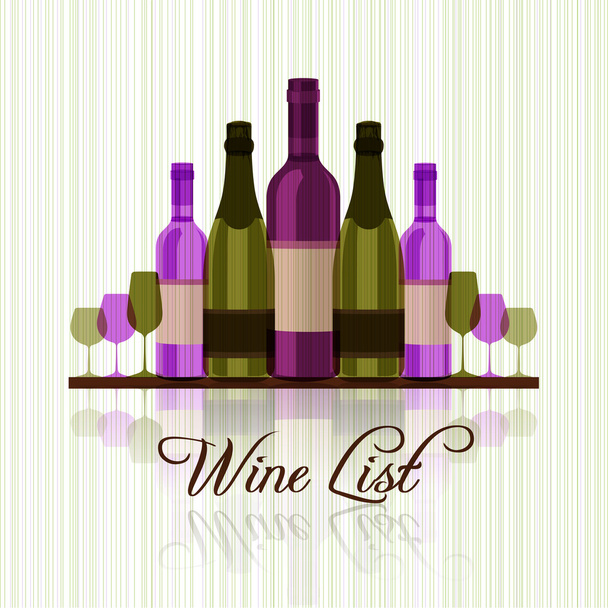 Wine list with green and red wines - Vector, imagen