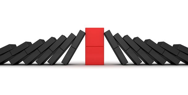 domino etkisi kavramı kırmızı lider ve diğerleri siyah - Fotoğraf, Görsel
