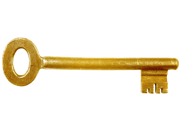 Gold key on a white background - Photo, Image