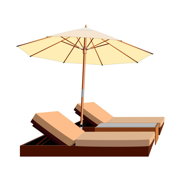 awning, umbrella, lounger, leisure, chaise - Vector, Image