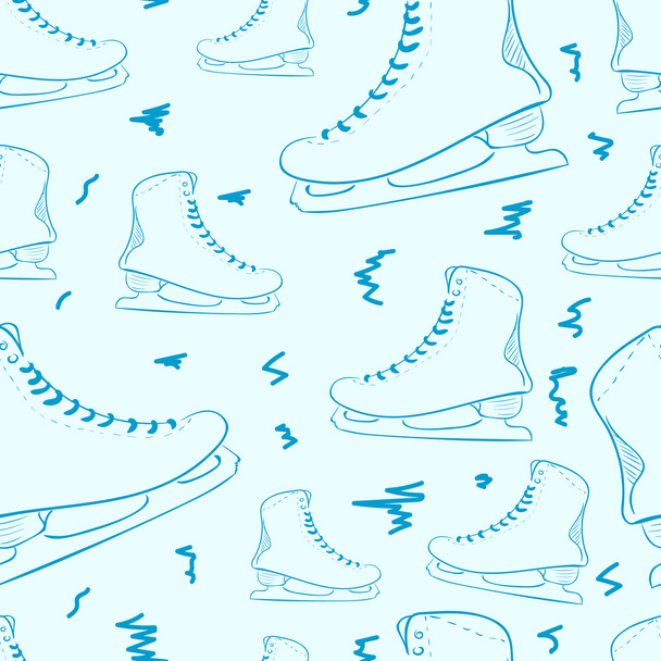 Seamless contours of the blue skates - Vector, Image