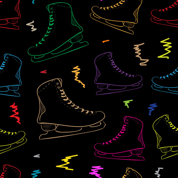Seamless contours of the color skates - Vector, Image